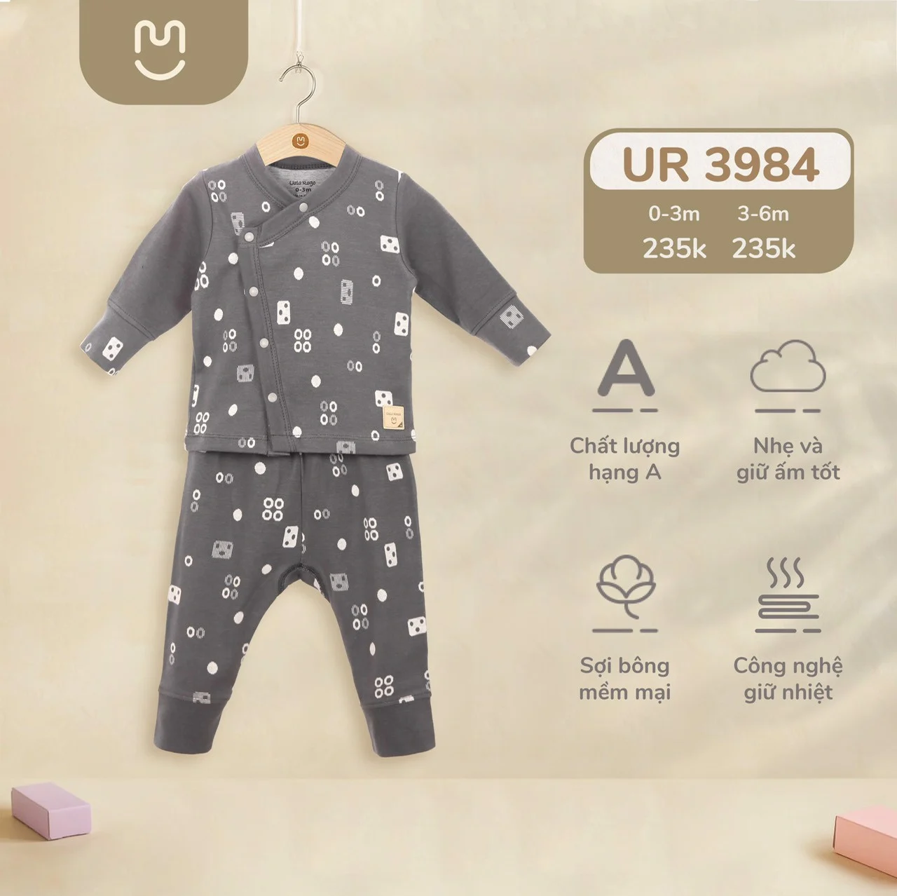 Bộ SS cài chéo cotton nỉ hoạ tiết