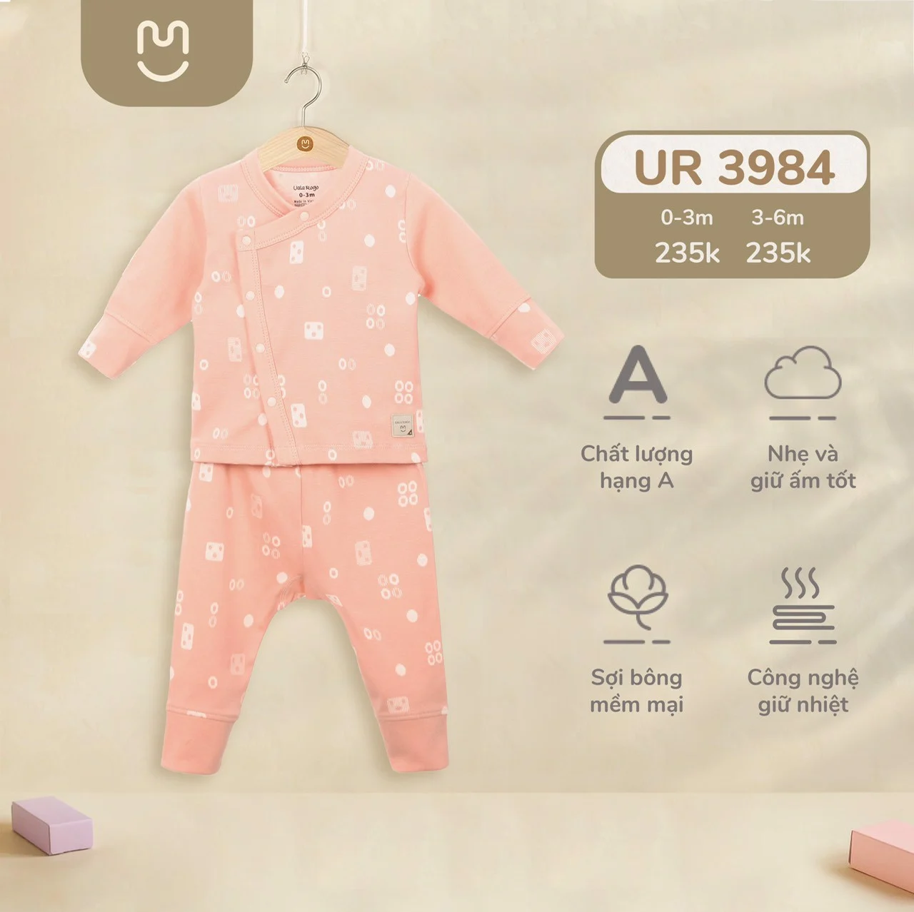 Bộ SS cài chéo cotton nỉ hoạ tiết