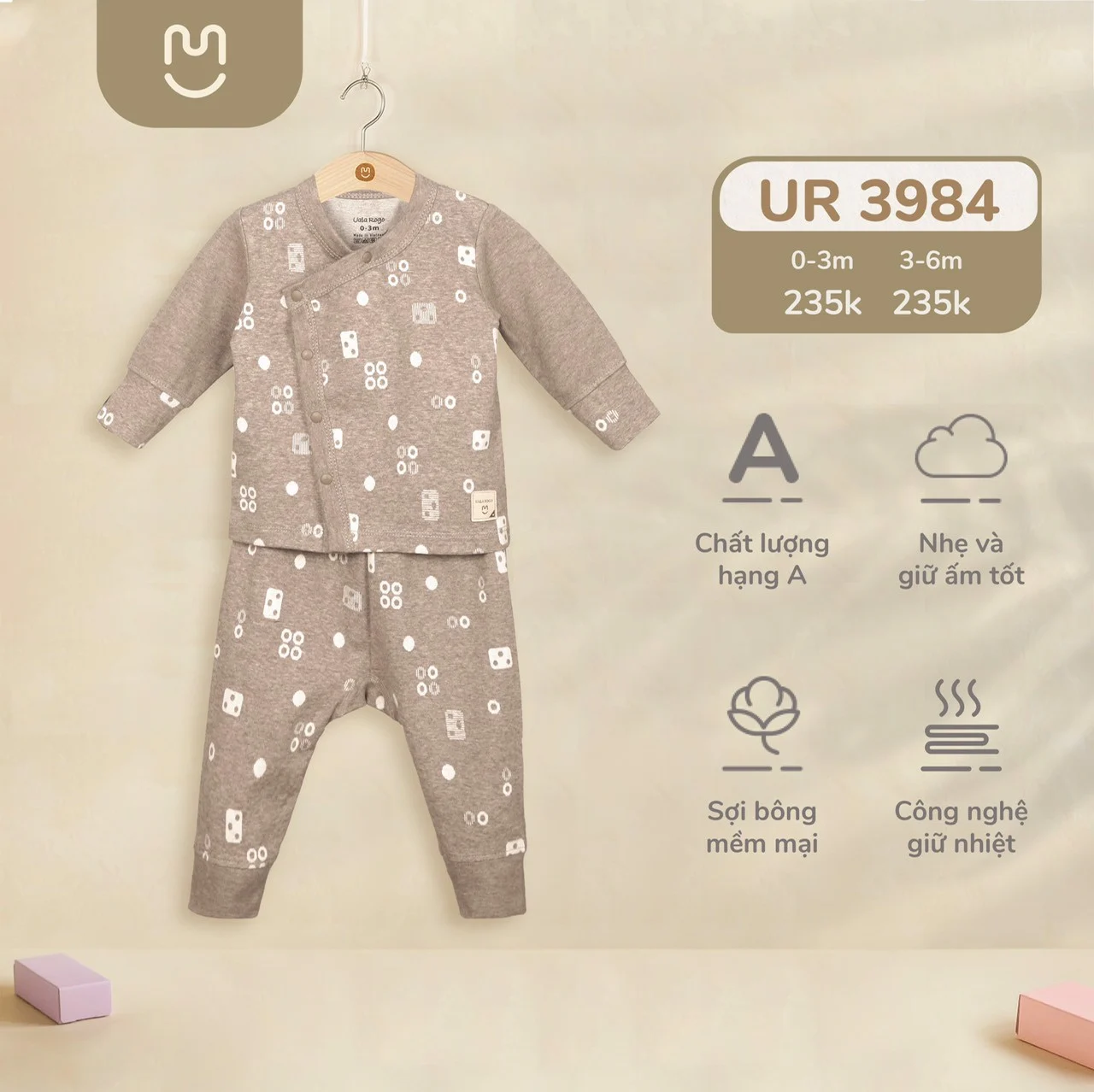 Bộ SS cài chéo cotton nỉ hoạ tiết