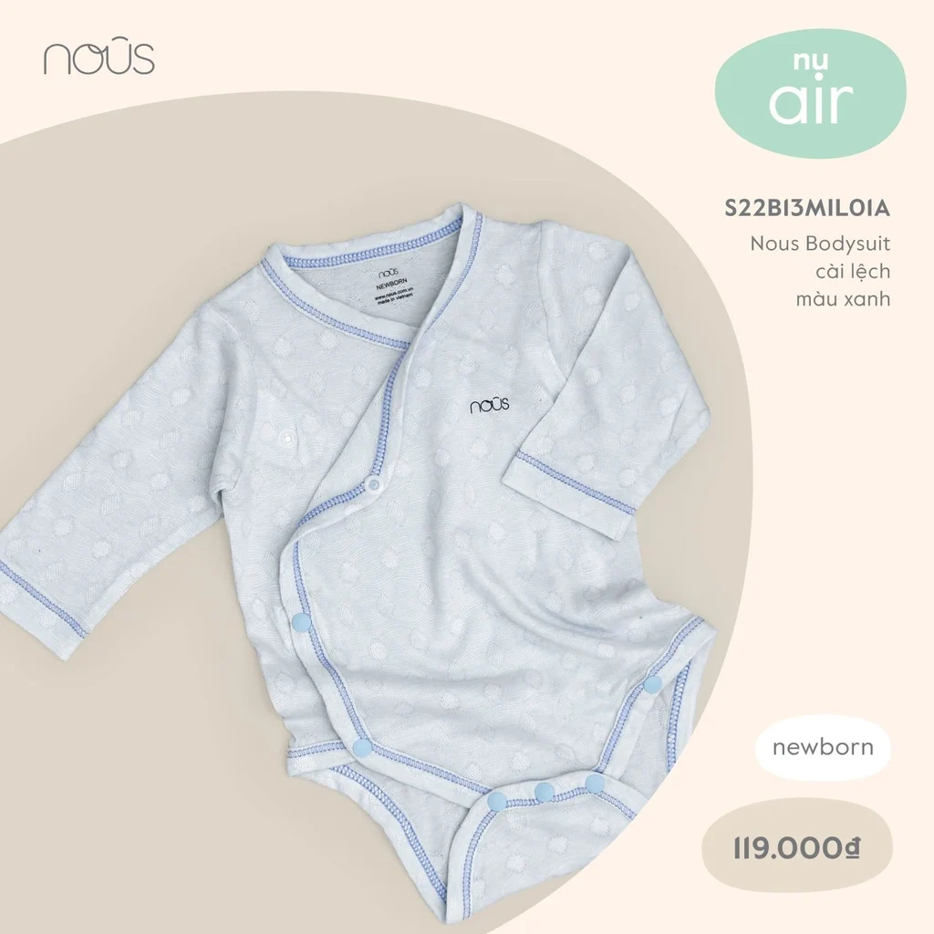 Nous Bodysuit cài lệch màu xanh NB