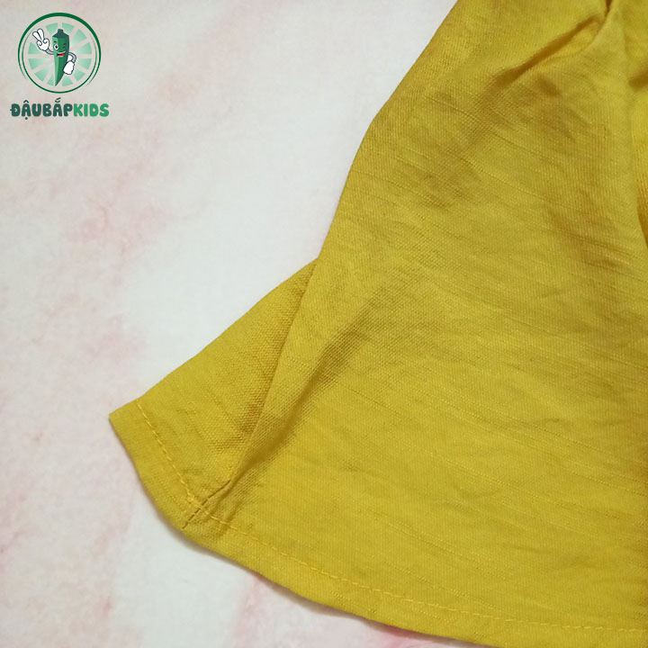 Bộ quần áo bé gái - Quần váy gấu vàng vải cotton cao cấp