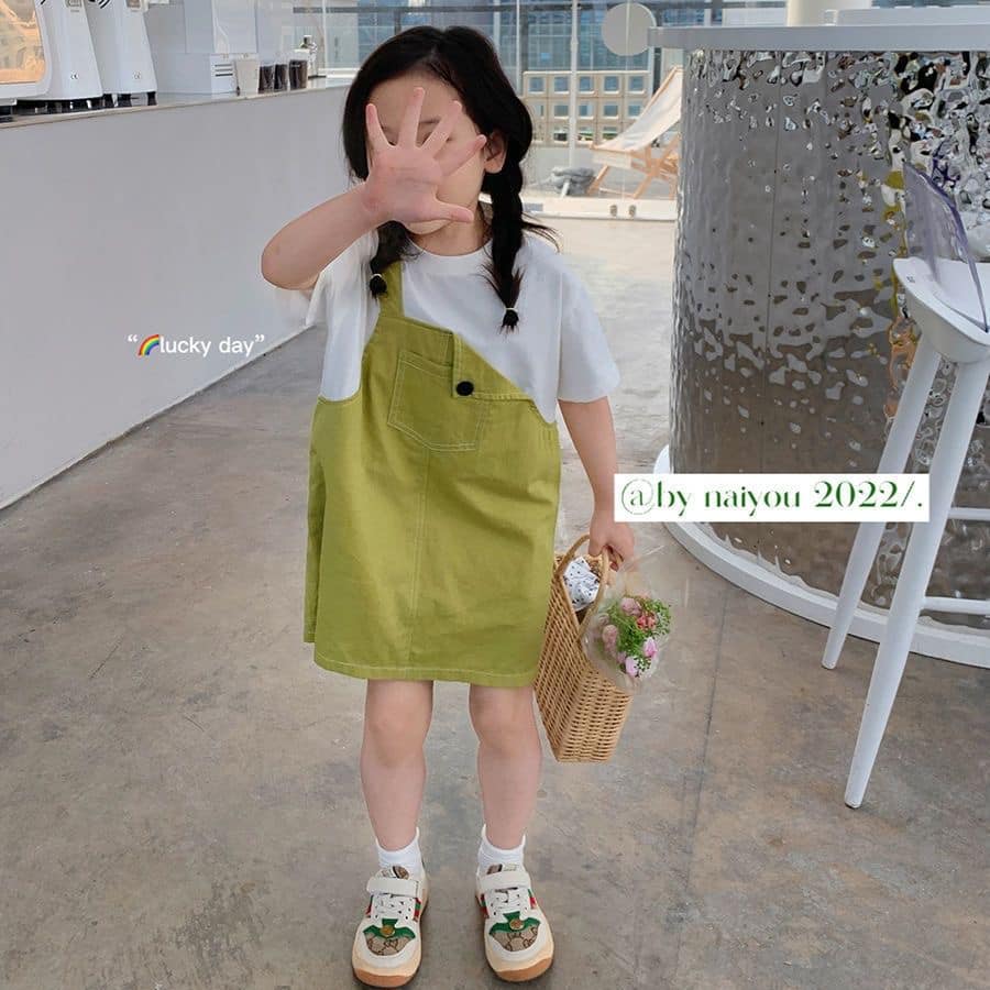 Mua DONGSHOP Váy yếm nữ 2023 mùa hè ngọt ngào thiếu nữ nhỏ tươi mát thiết  kế cảm giác ngắn chữ A váy - Váy+áo thun - M96-106 kg tại guang zhou